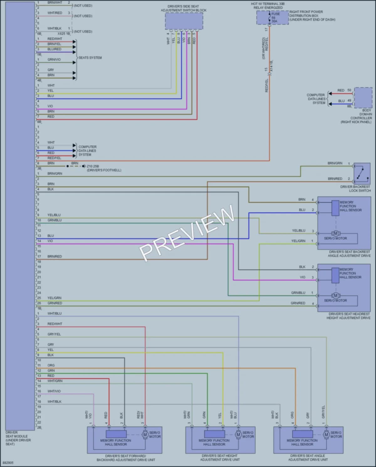2024 BMW 230i Memory Systems wiring diagram preview
