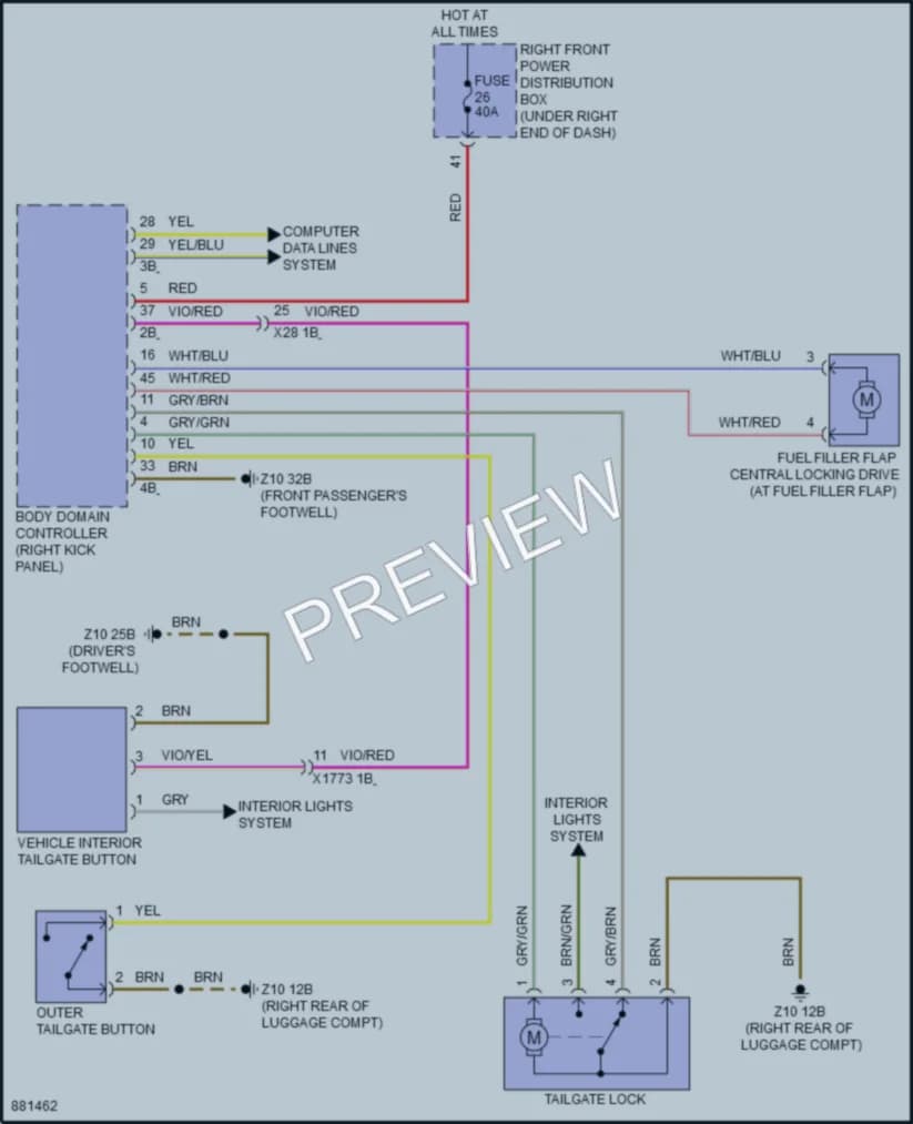 2024 BMW 230i Trunk Tailgate Fuel Door wiring diagram preview
