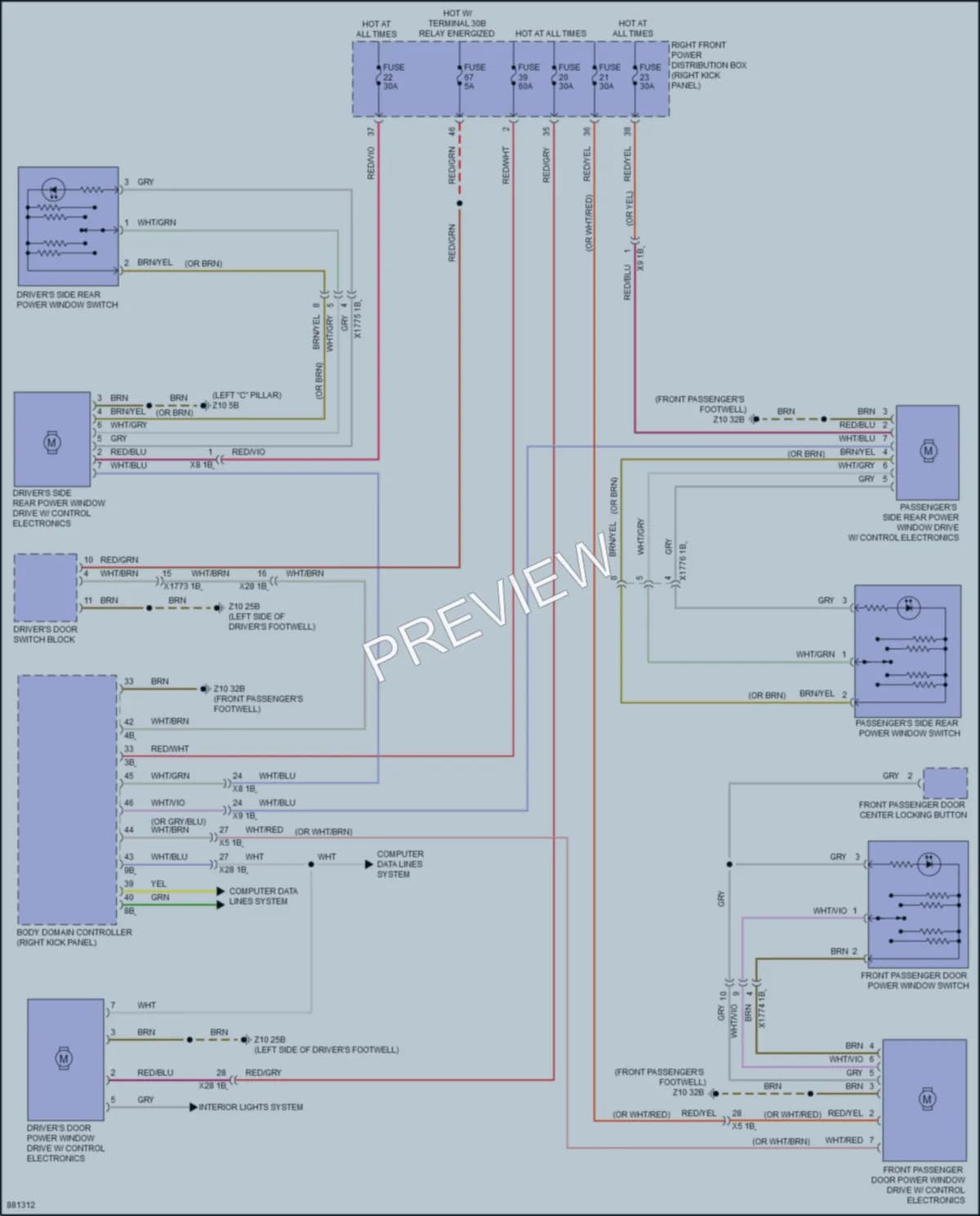 2024 BMW 330e Power Windows wiring diagram preview