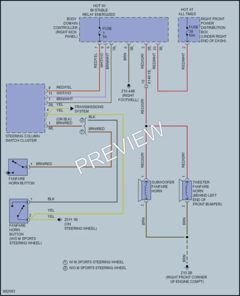 2024 BMW 430iGranCoupe Horn wiring diagram preview
