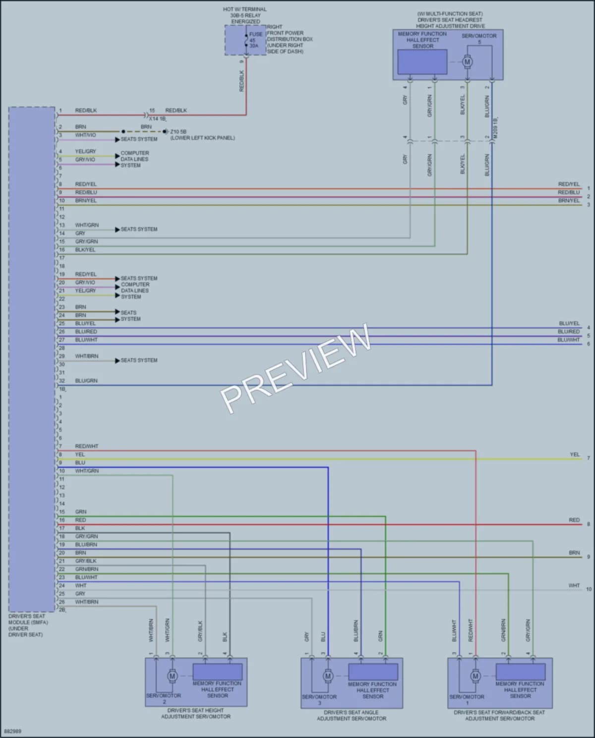 2024 BMW 540i Memory Systems wiring diagram preview