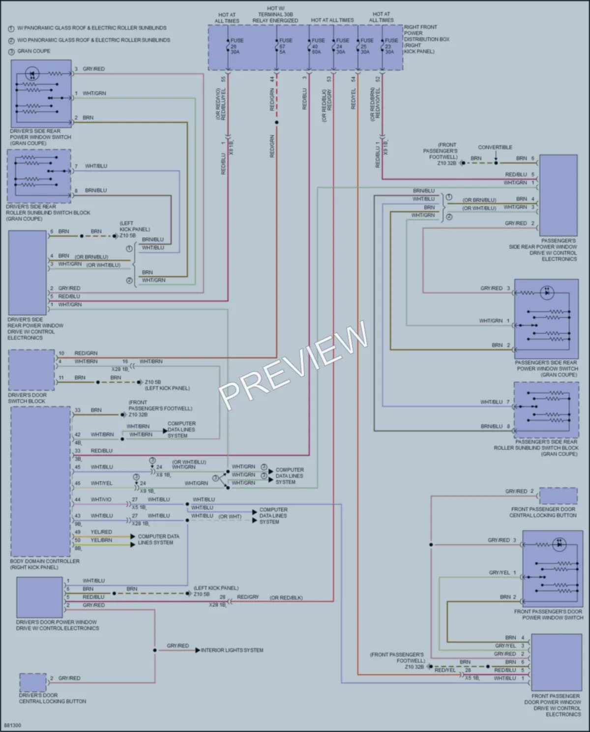 2024 BMW 840i Power Windows wiring diagram preview