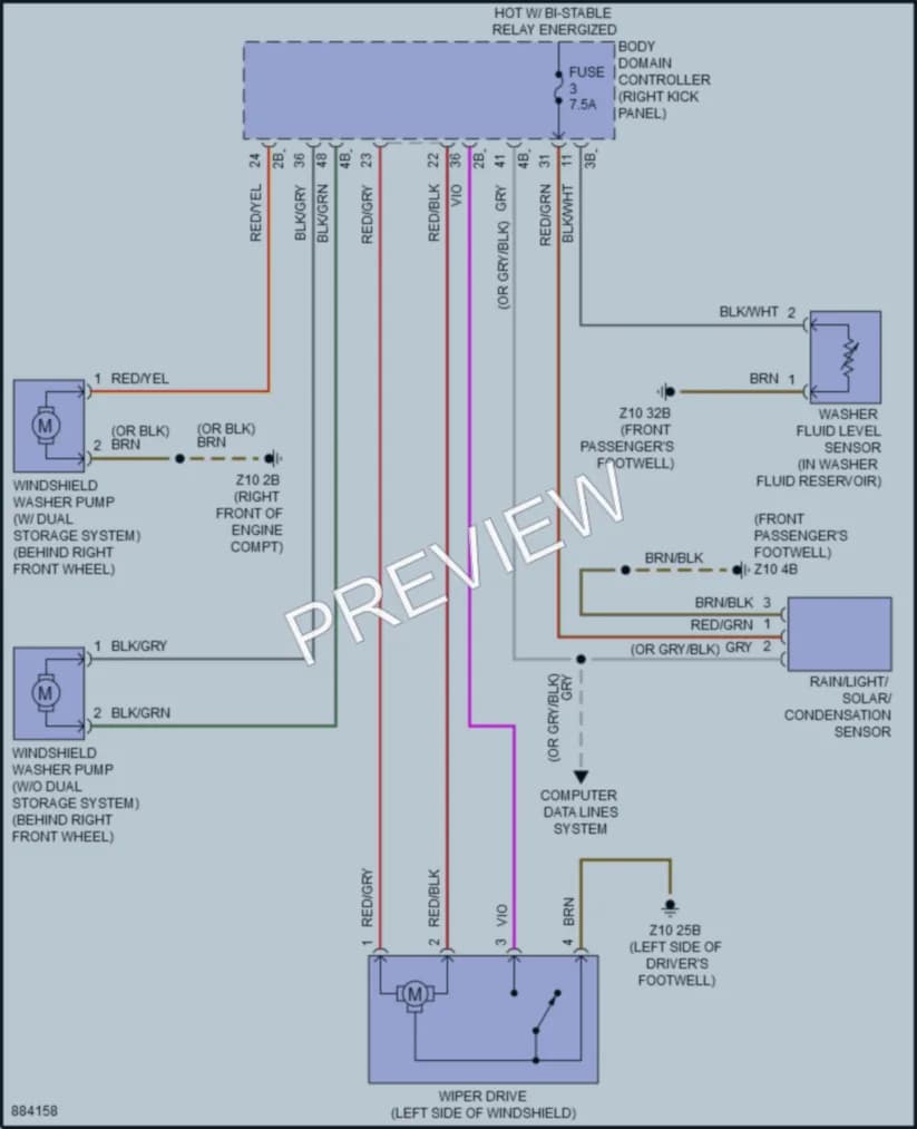 2024 BMW M3 Wiper Washer wiring diagram preview