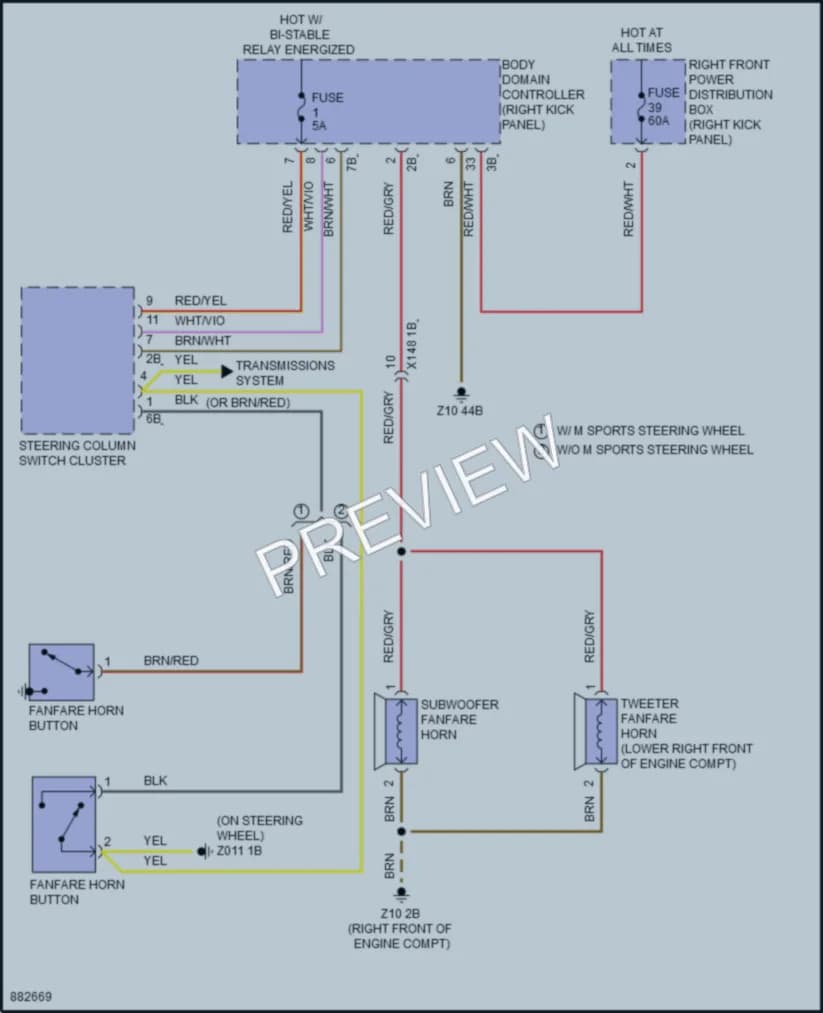 2024 BMW M340i Horn wiring diagram preview