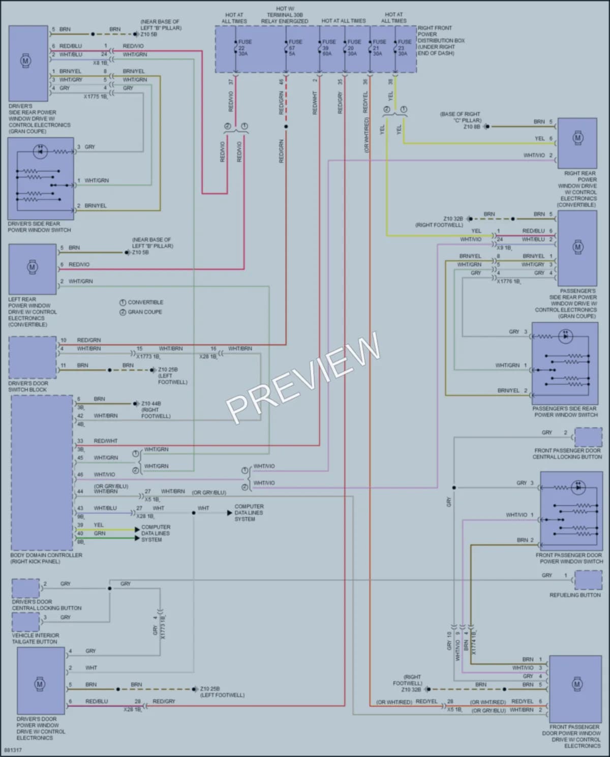 2024 BMW M4 Power Windows wiring diagram preview