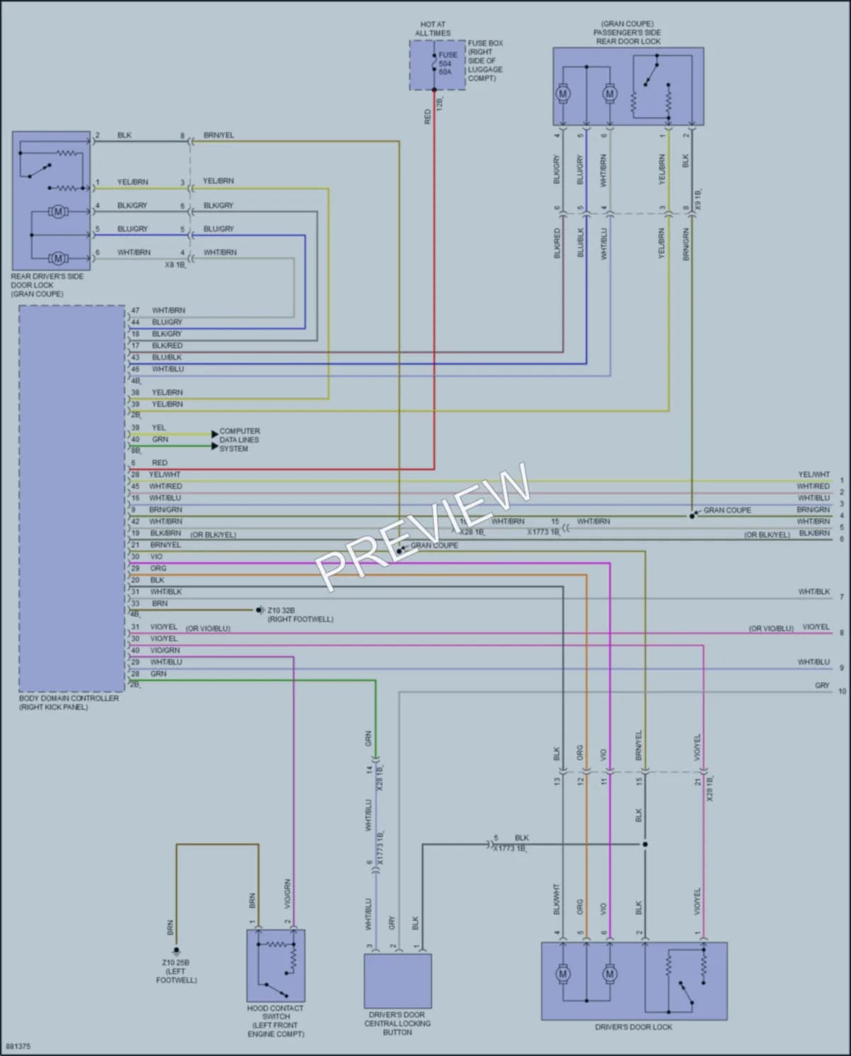 2024 BMW M440iGranCoupe Power Door Locks wiring diagram preview