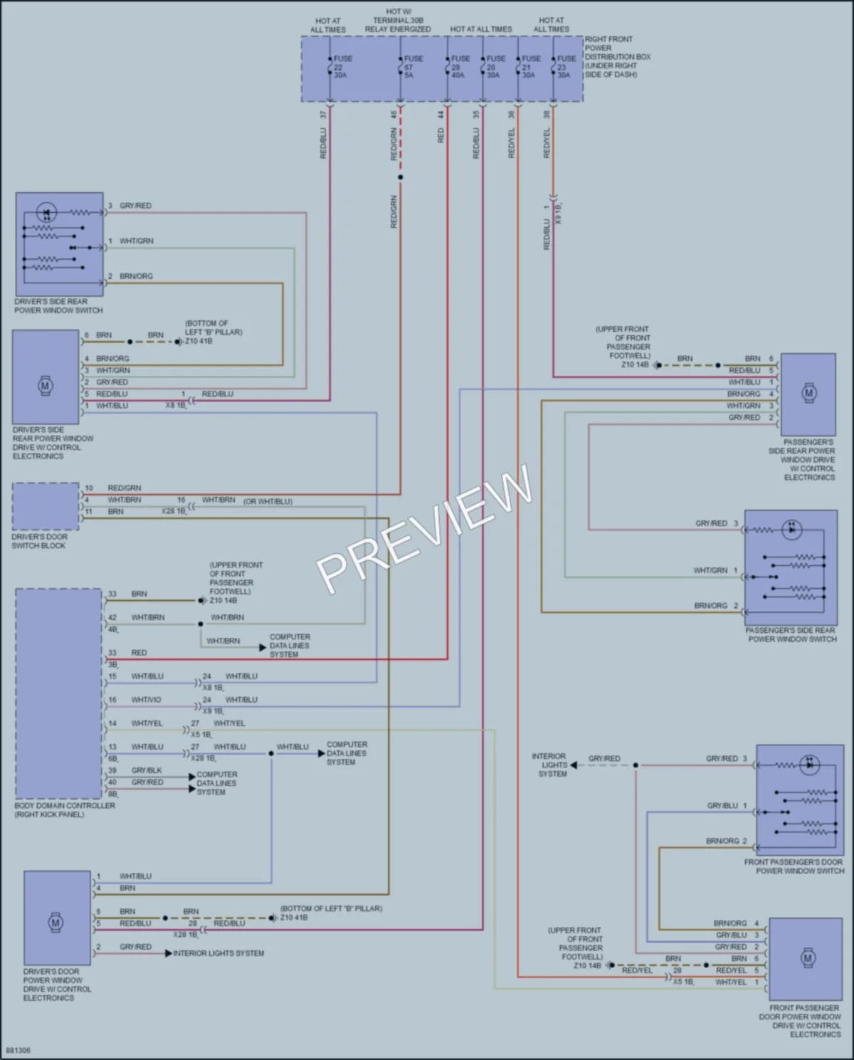 2024 BMW X3M Power Windows wiring diagram preview