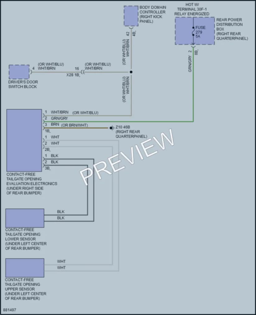 2024 BMW X3M Trunk Tailgate Fuel Door wiring diagram preview