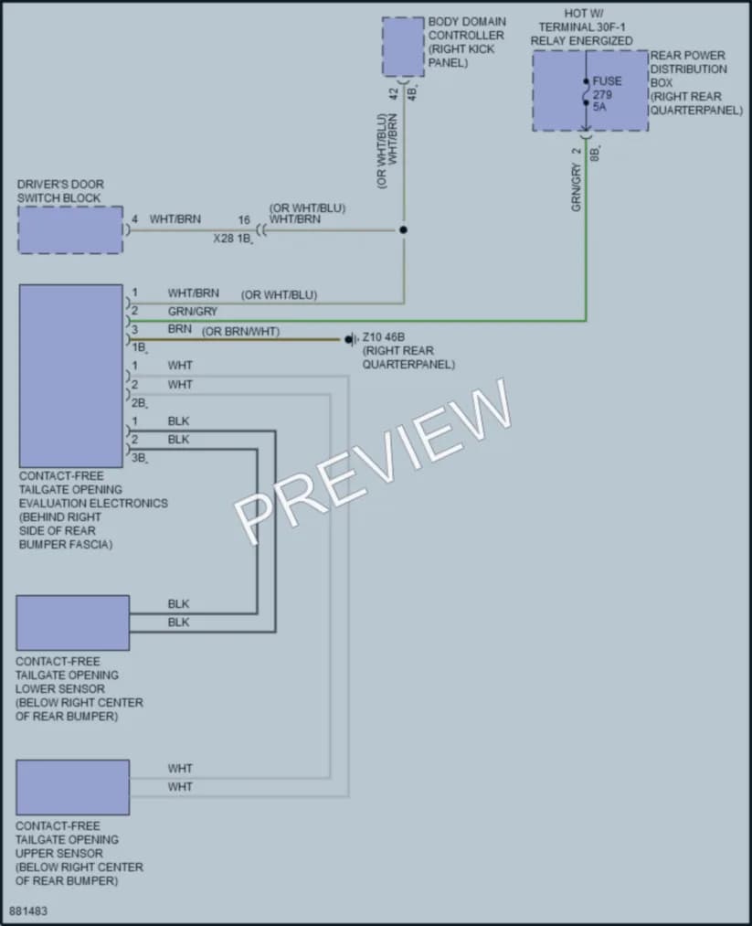 2024 BMW X4 Trunk Tailgate Fuel Door wiring diagram preview