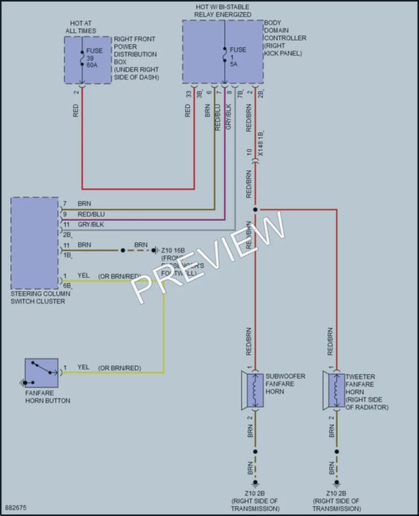 2024 BMW X5M Horn wiring diagram preview