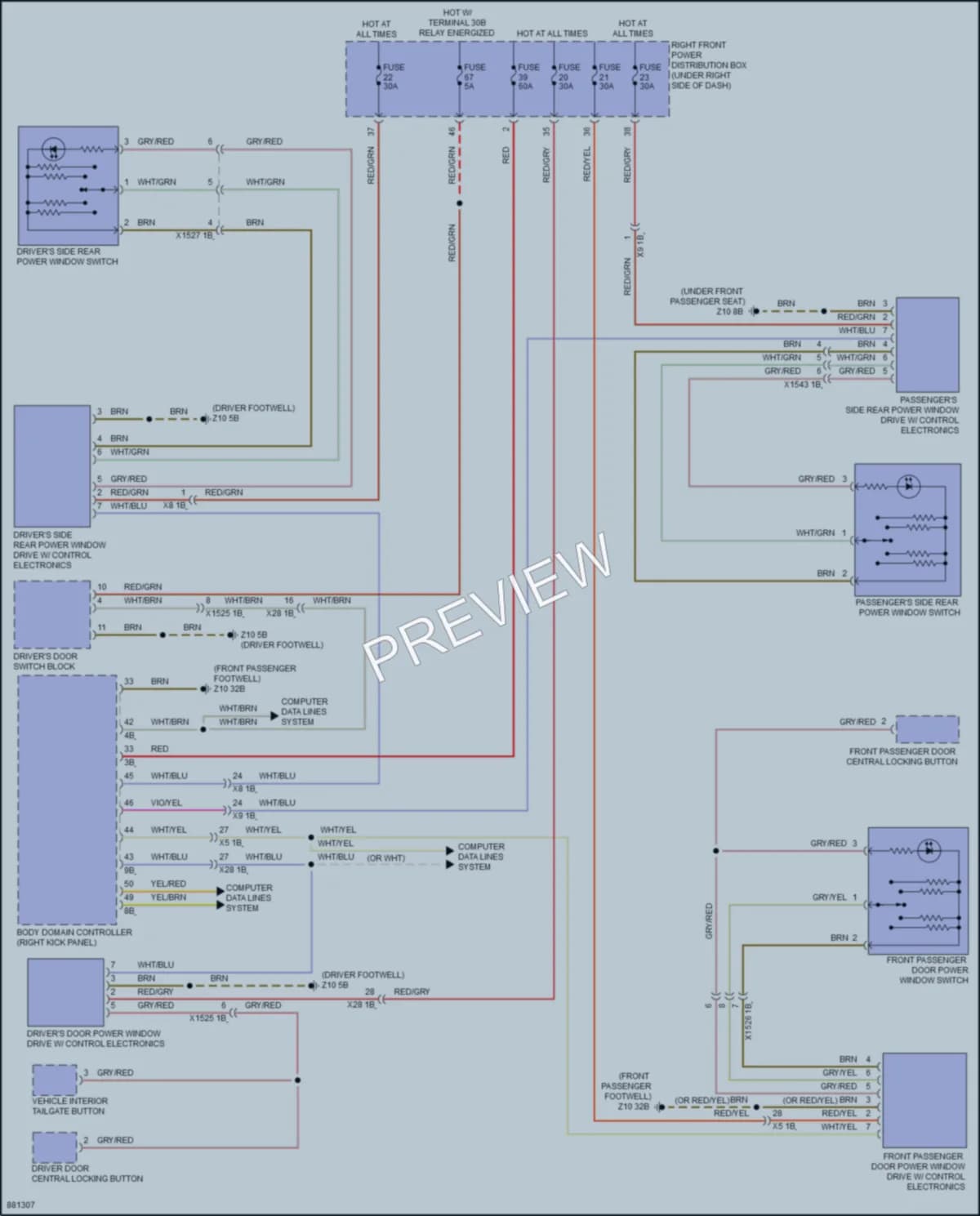 2024 BMW X6M Power Windows wiring diagram preview