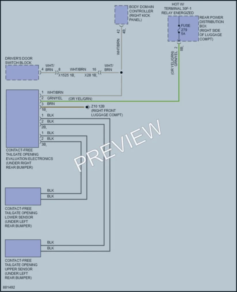 2024 BMW X7 Trunk Tailgate Fuel Door wiring diagram preview