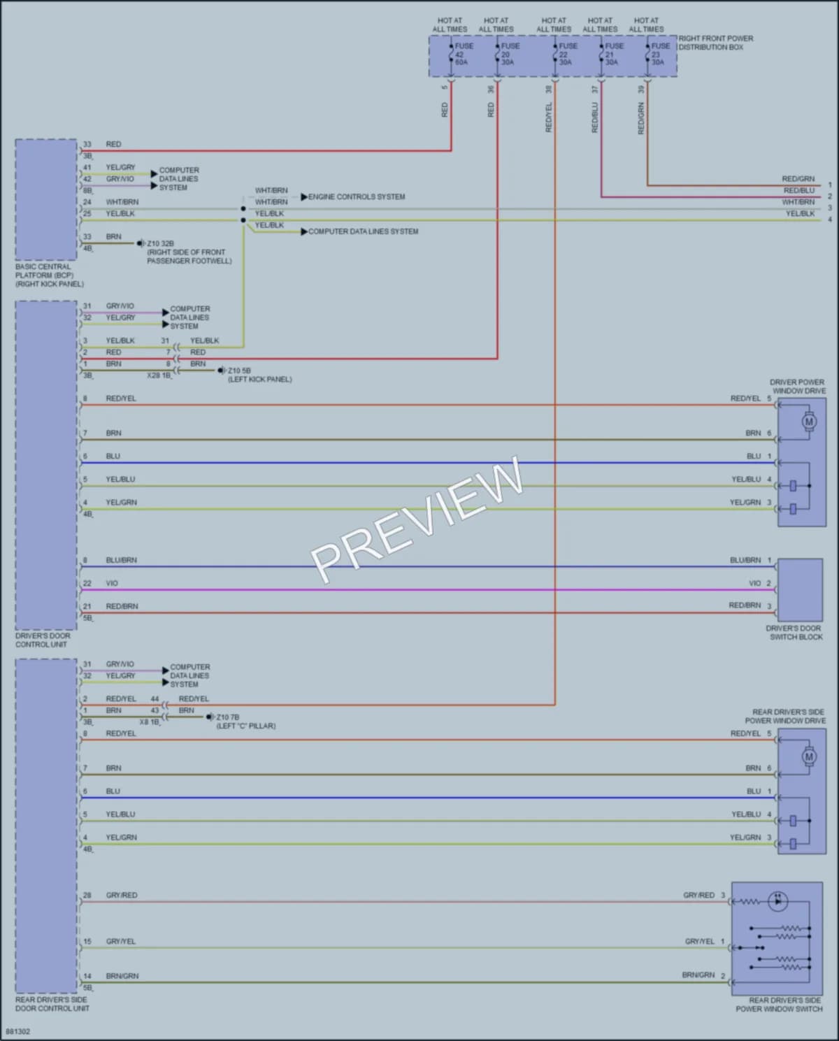 2024 BMW i7 Power Windows wiring diagram preview