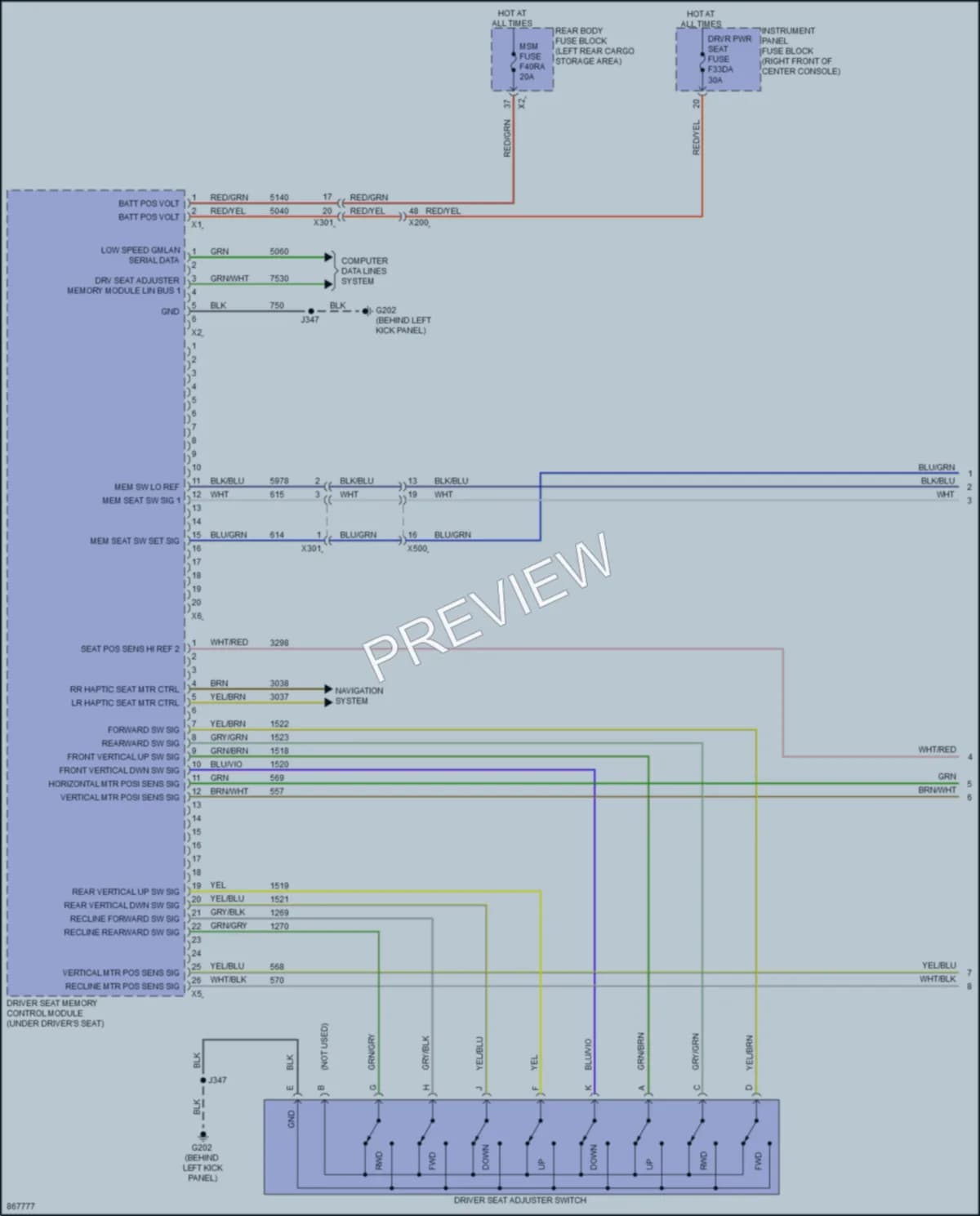 2024 Buick Enclave Memory Systems wiring diagram preview