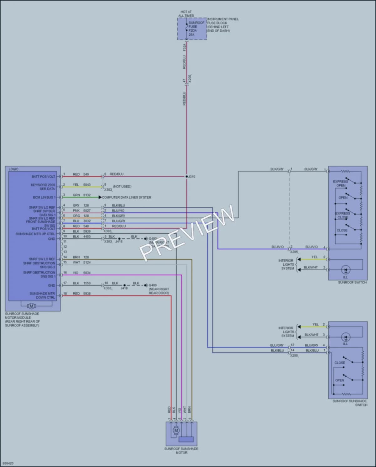 2024 Buick EncoreGX Power Top Sunroof wiring diagram preview