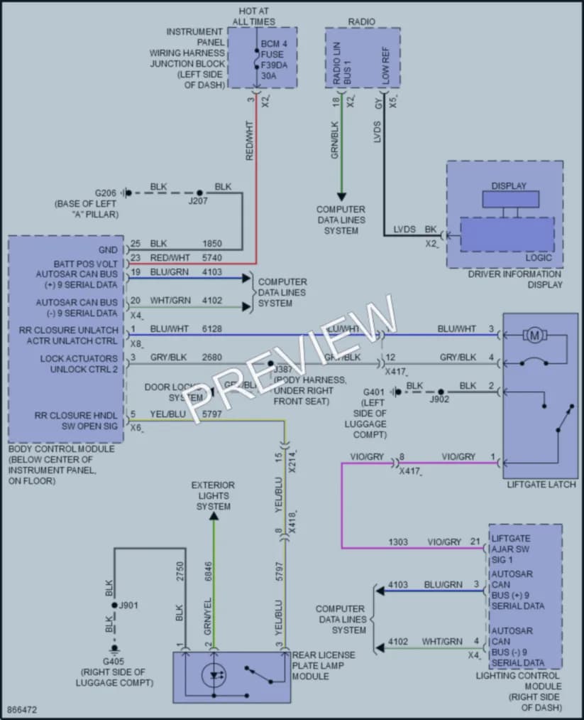 2024 Buick Envision Trunk Tailgate Fuel Door wiring diagram preview