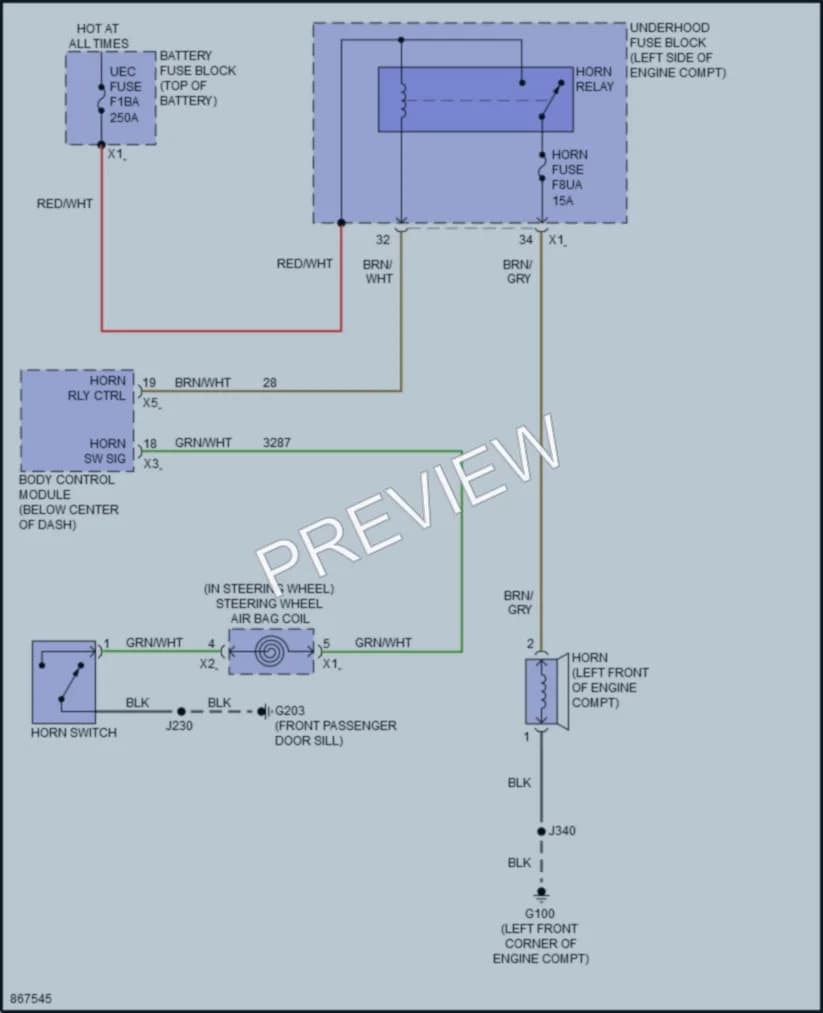 2024 Buick Envista Horn wiring diagram preview