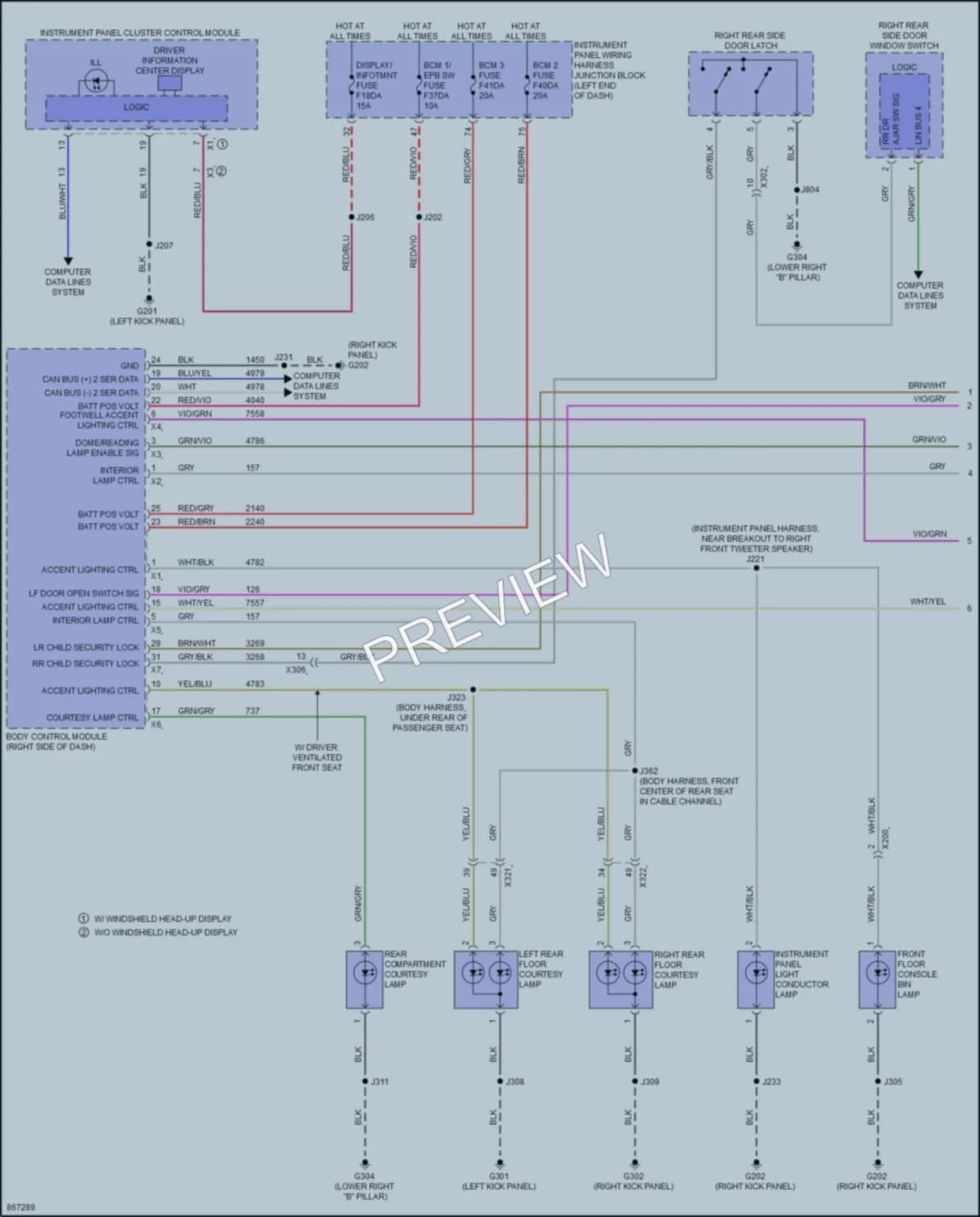 2024 Cadillac CT4 Interior Lights wiring diagram preview