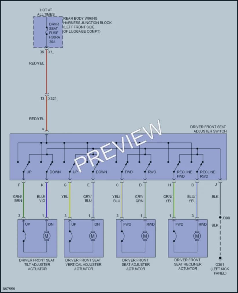 2024 Cadillac CT4 Power Seats wiring diagram preview