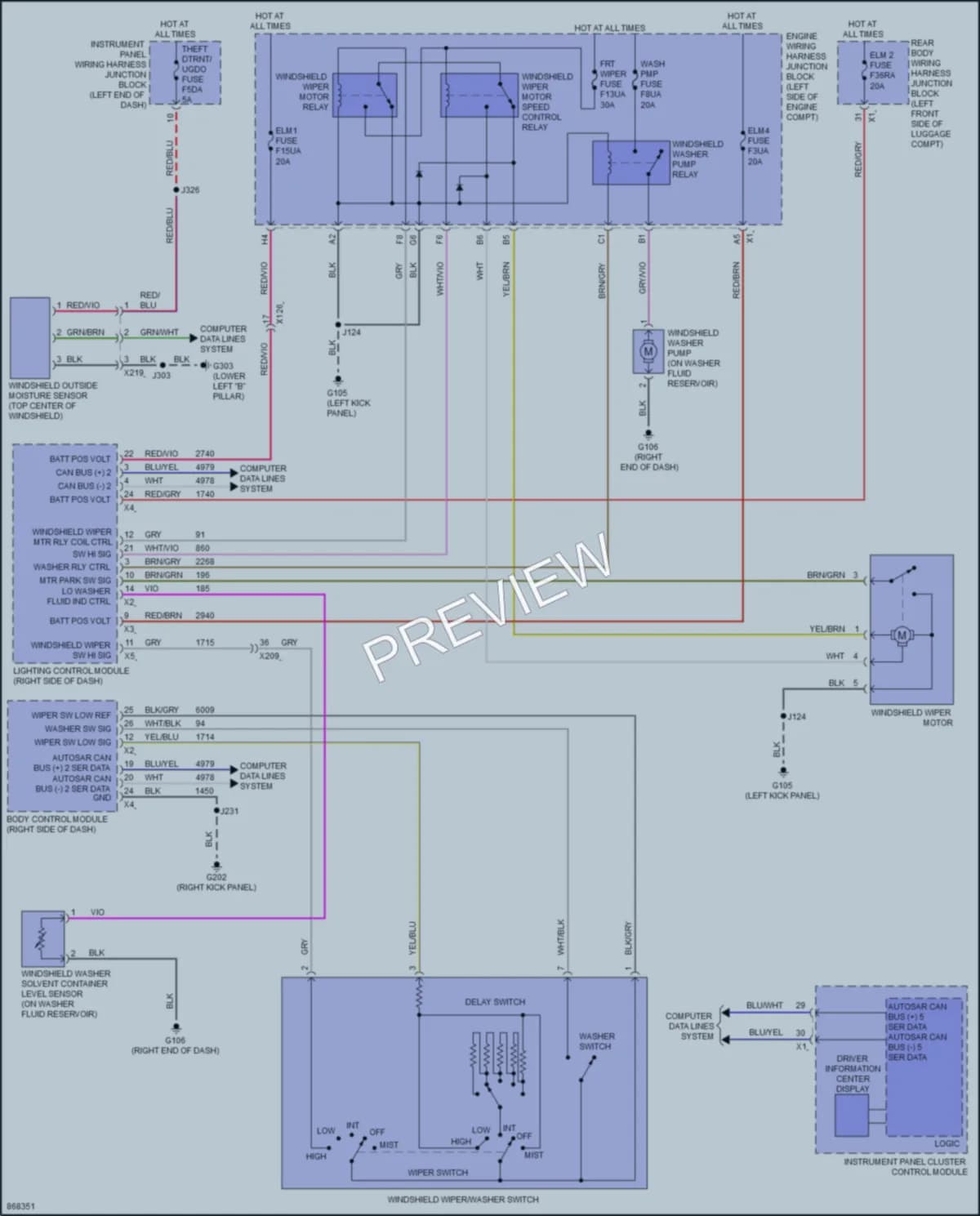 2024 Cadillac CT4 Wiper Washer wiring diagram preview