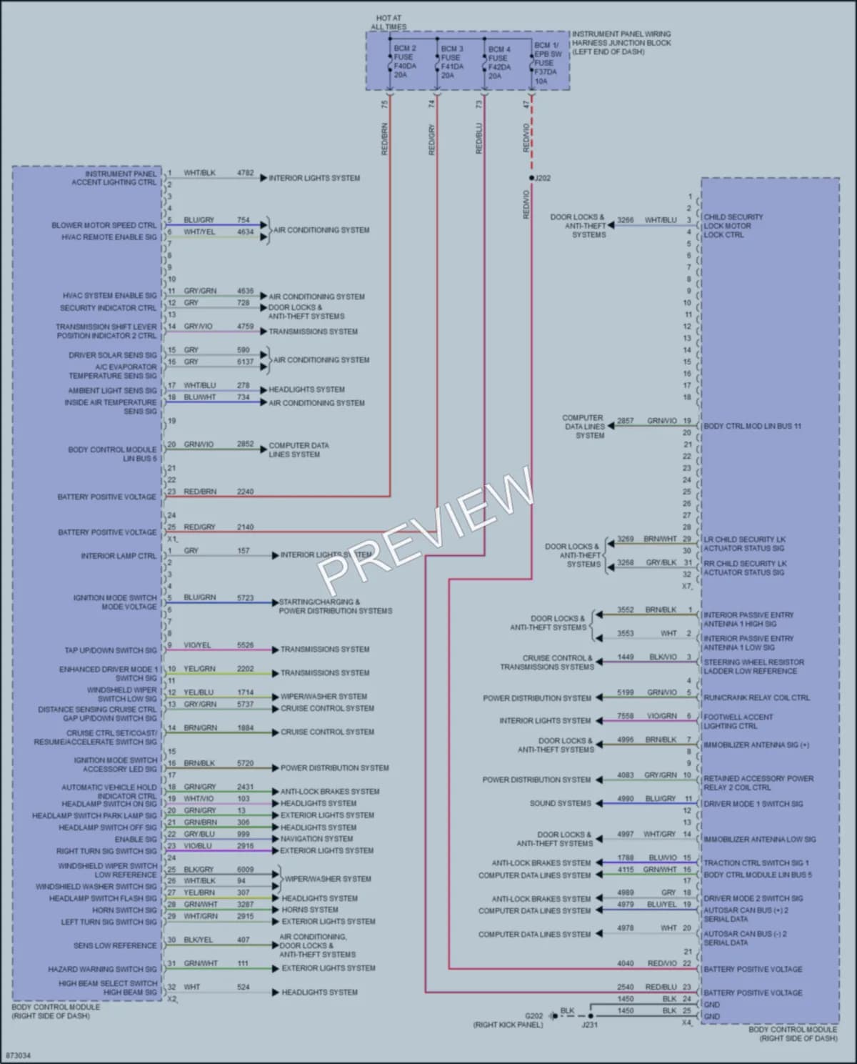 2024 Cadillac CT4V Body Control Modules wiring diagram preview