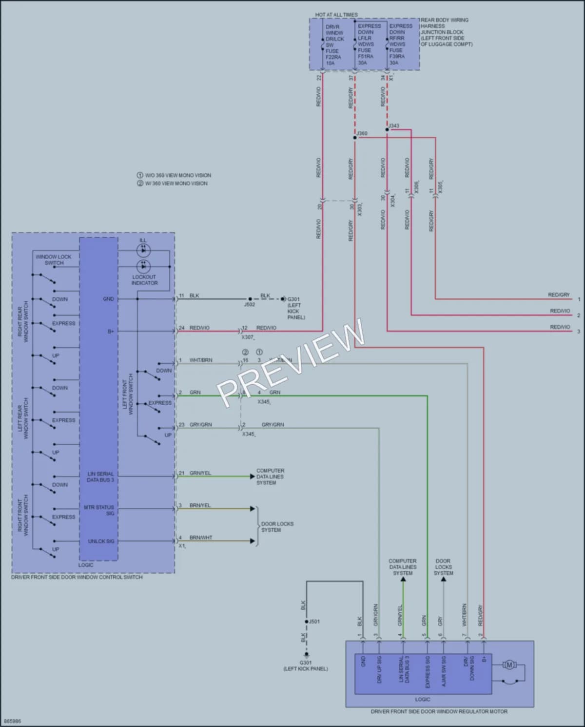 2024 Cadillac CT4V Power Windows wiring diagram preview