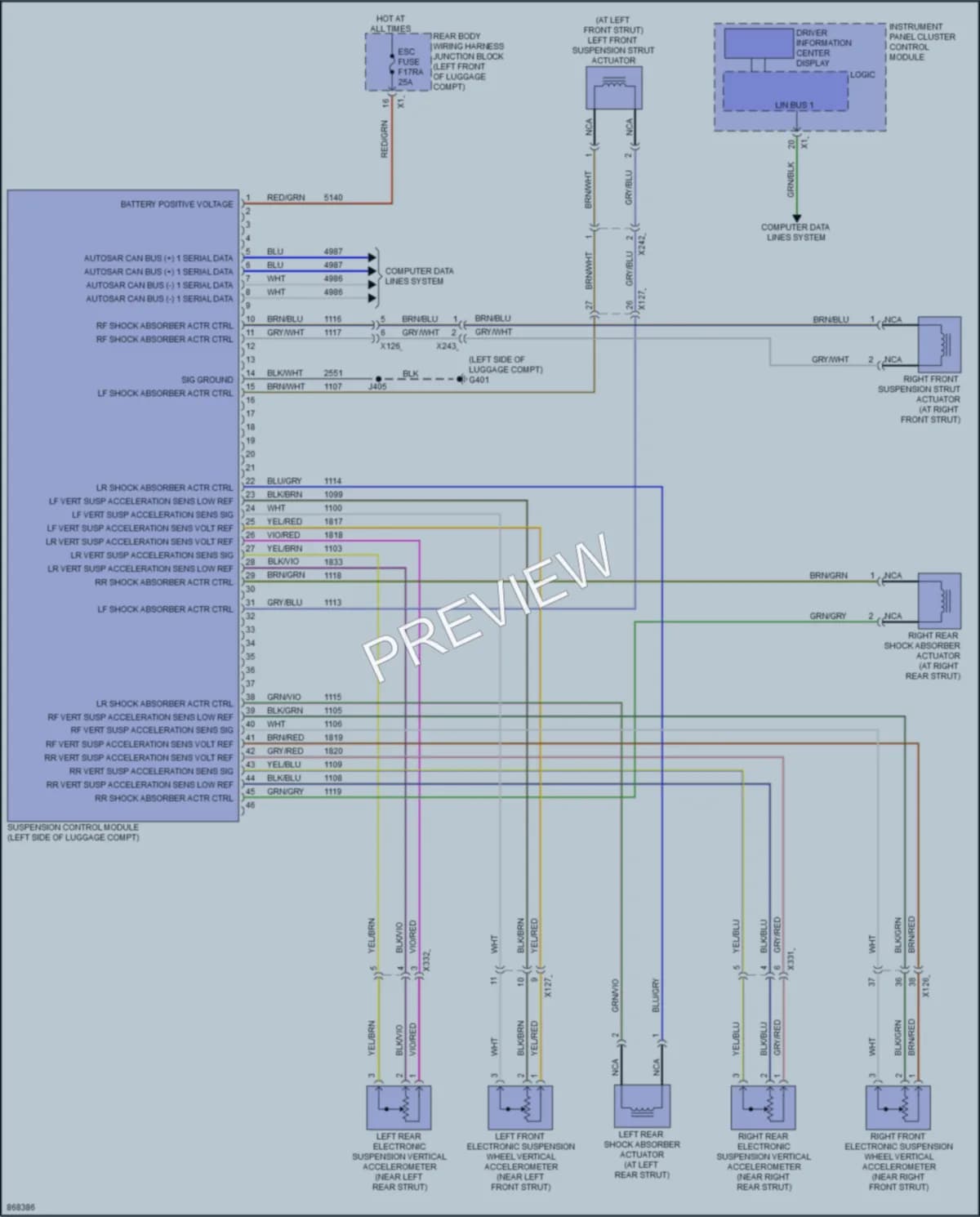 2024 Cadillac CT5 Electronic Suspension wiring diagram preview