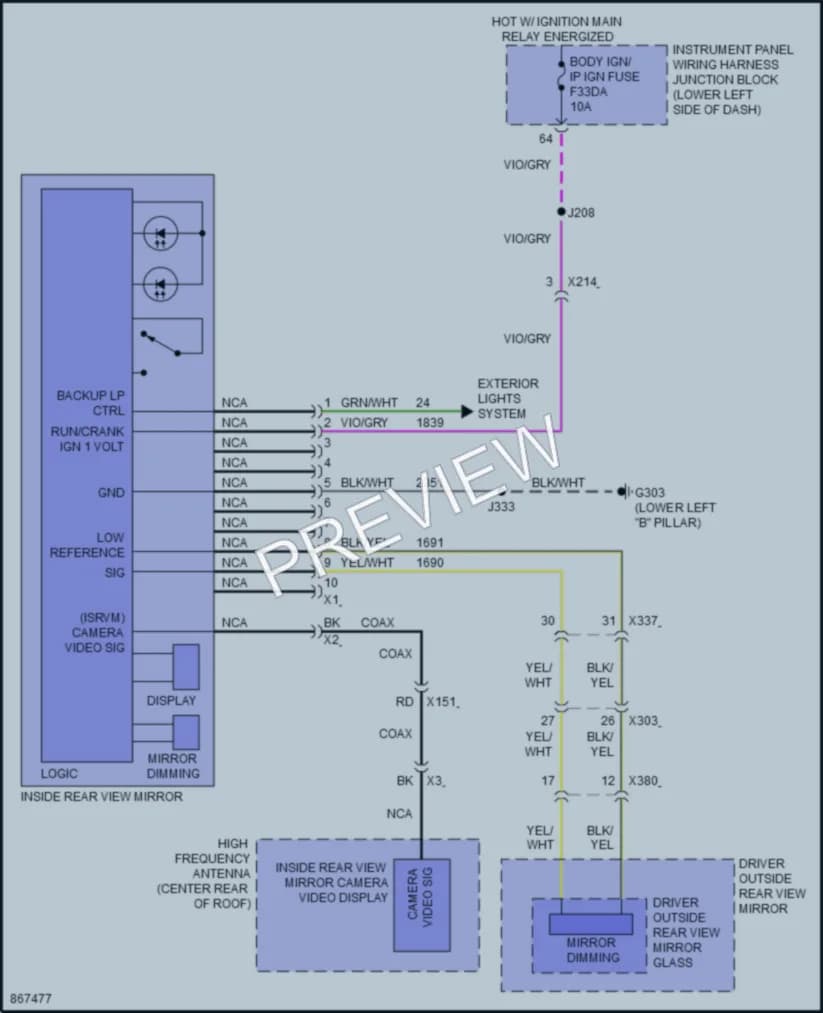 2024 Cadillac CT5V Power Mirrors wiring diagram preview