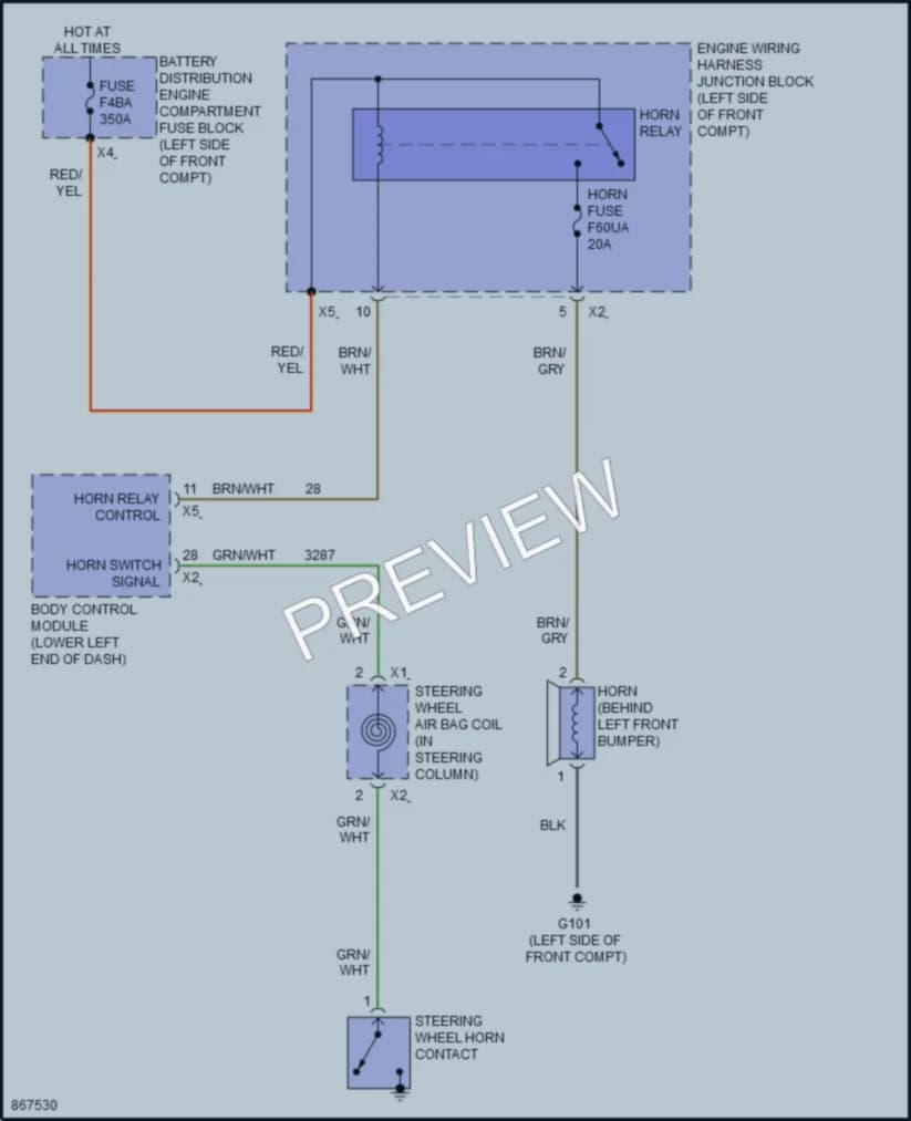2024 Cadillac Lyriq Horn wiring diagram preview