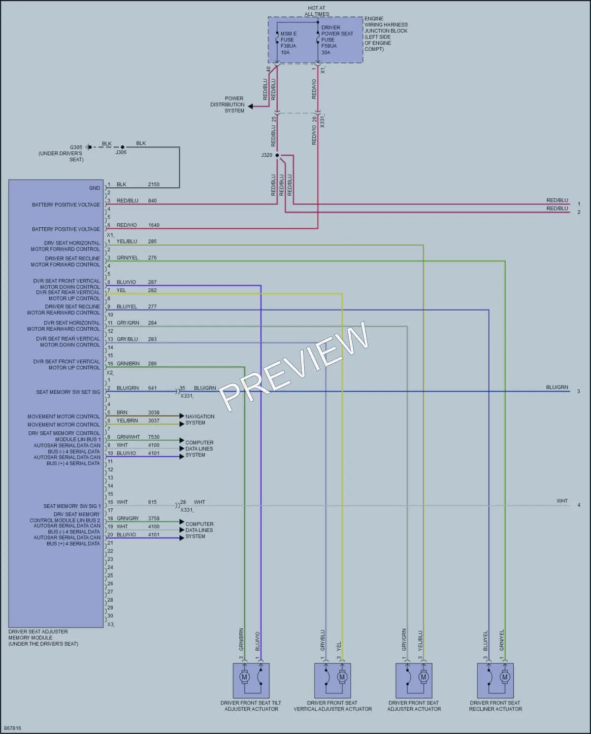 2024 Cadillac XT4 Memory Systems wiring diagram preview