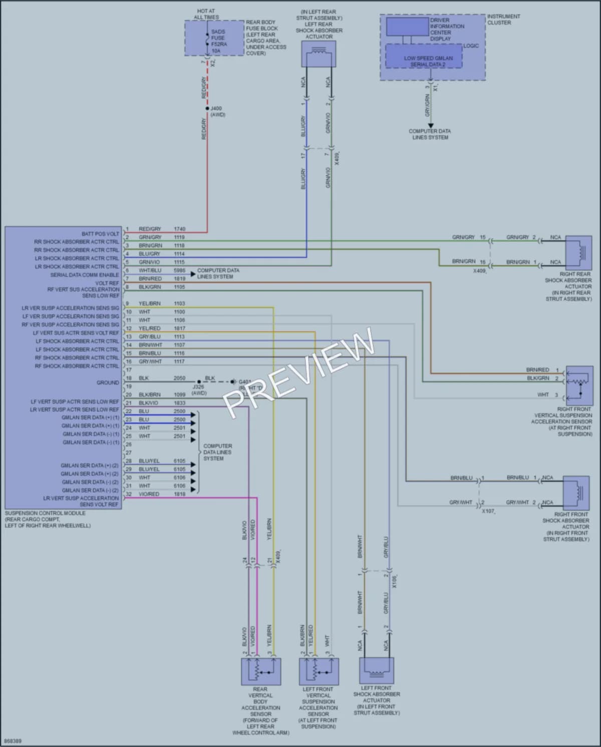2024 Cadillac XT6 Electronic Suspension wiring diagram preview