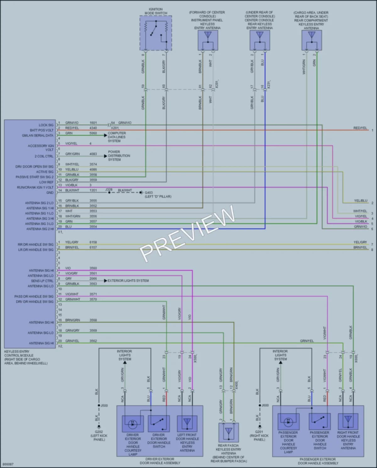 2024 Cadillac XT6 Power Door Locks wiring diagram preview