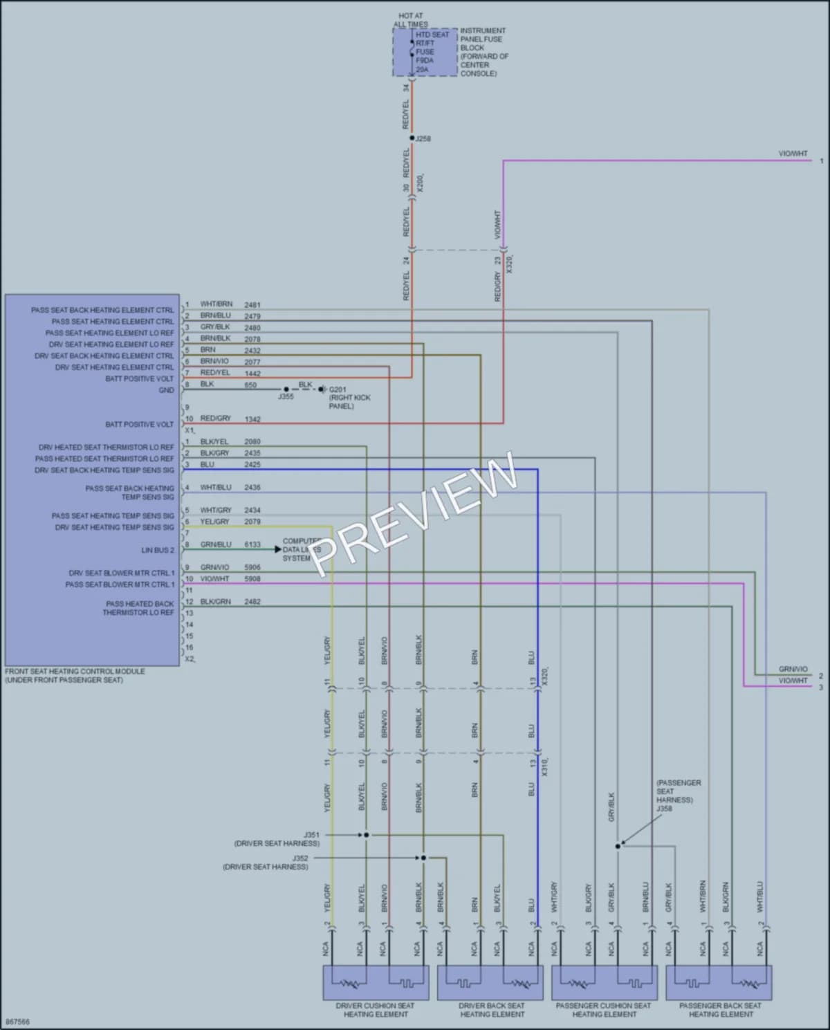 2024 Cadillac XT6 Power Seats wiring diagram preview