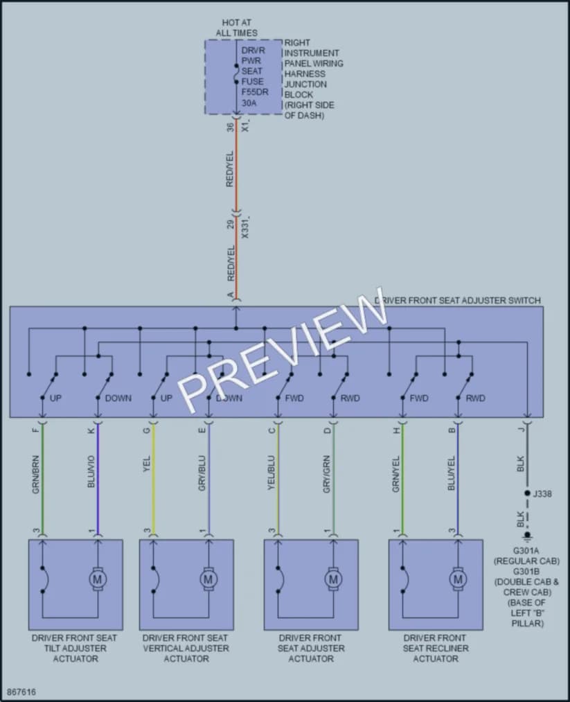 2024 Chevrolet 1500Silverado Power Seats wiring diagram preview