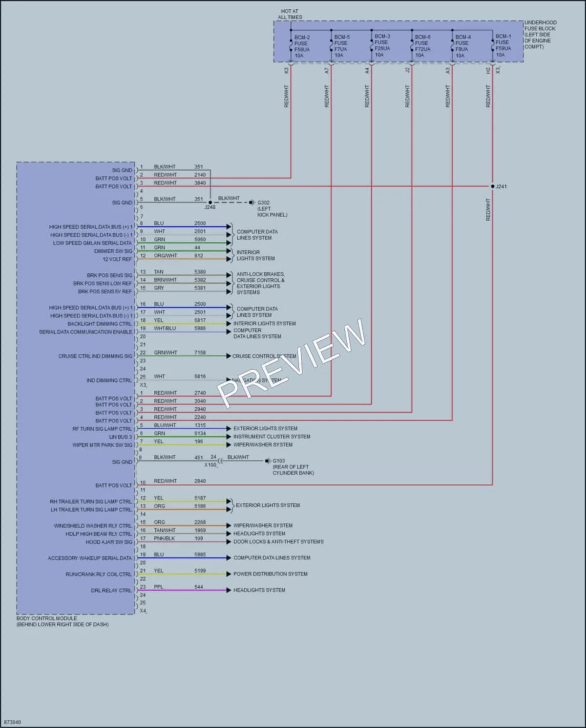 2024 Chevrolet 2500Express Body Control Modules wiring diagram preview