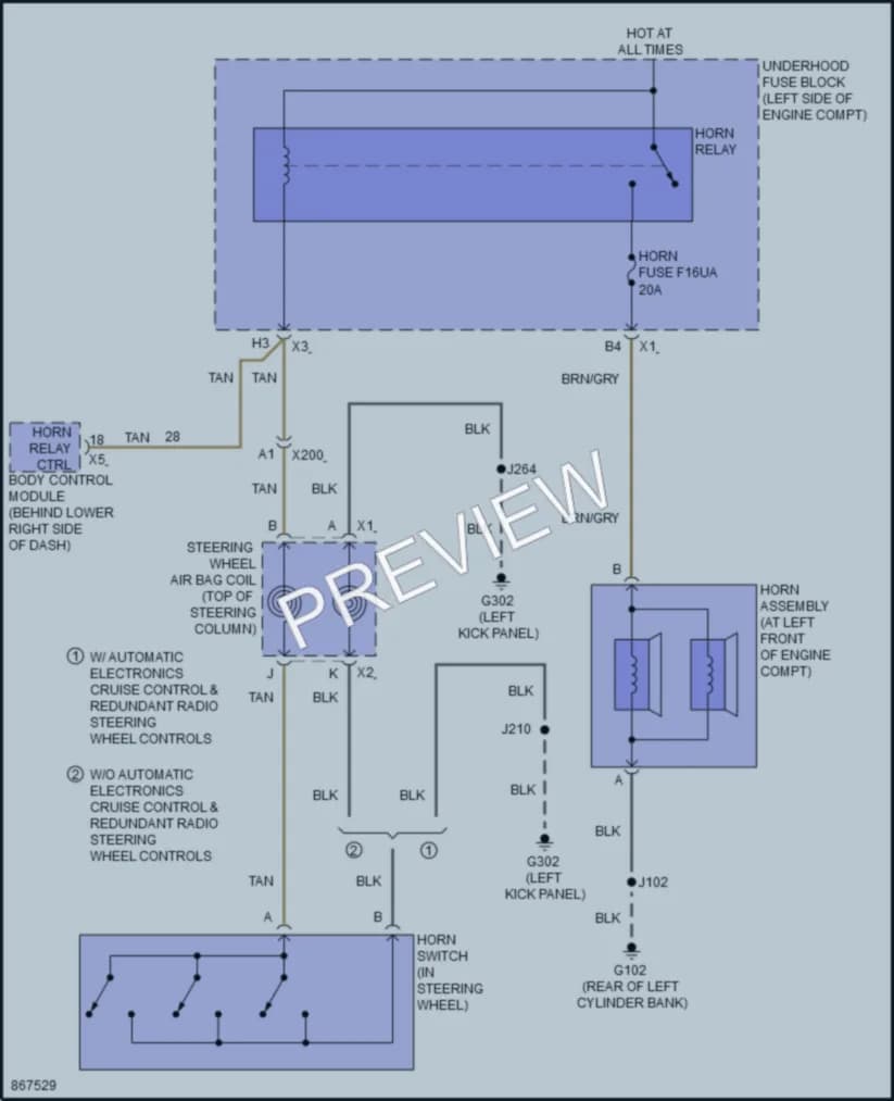 2024 Chevrolet 2500Express Horn wiring diagram preview