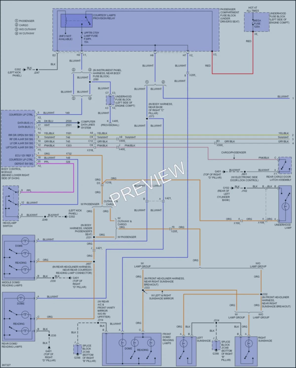 2024 Chevrolet 2500Express Interior Lights wiring diagram preview