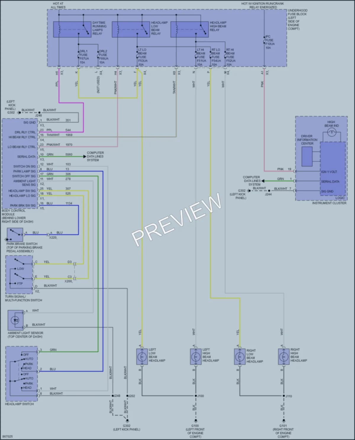 2024 Chevrolet 3500Express Headlights wiring diagram preview