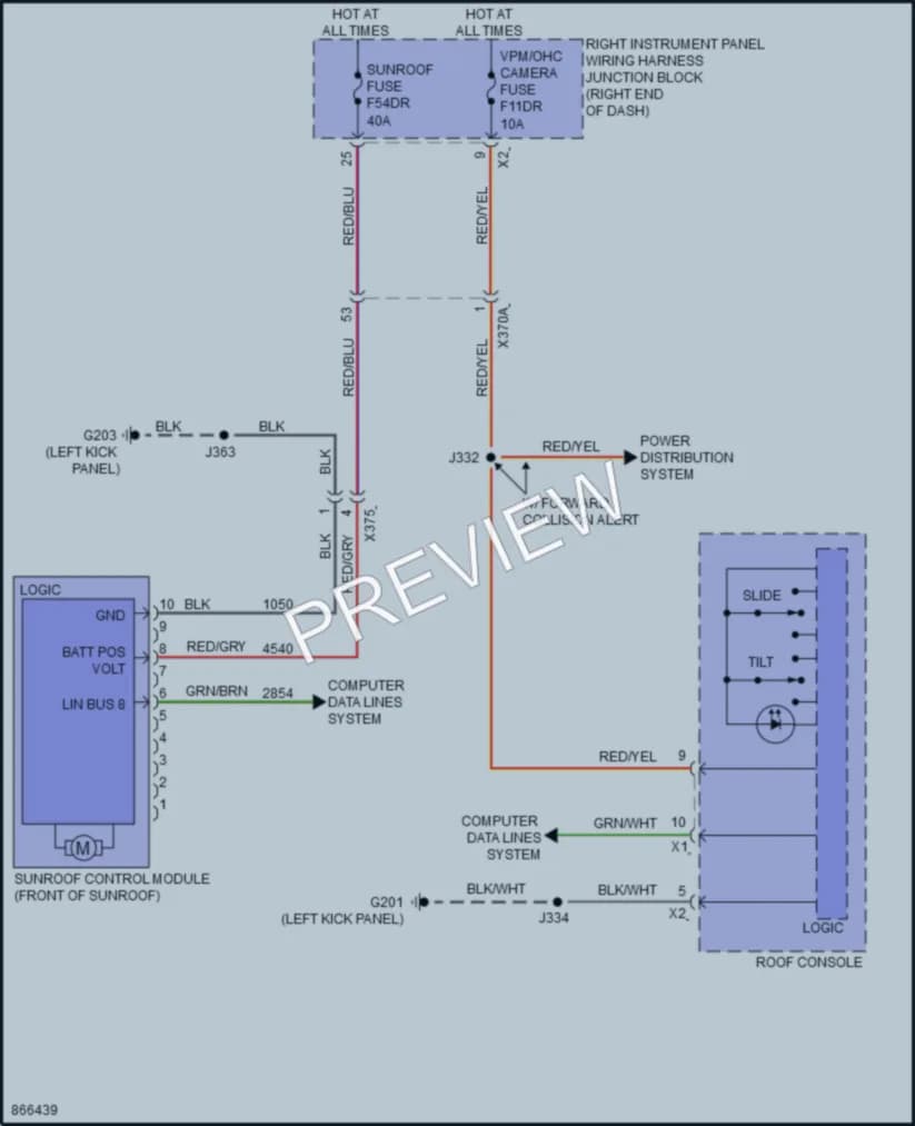 2024 Chevrolet 3500HDSilverado Power Top Sunroof wiring diagram preview