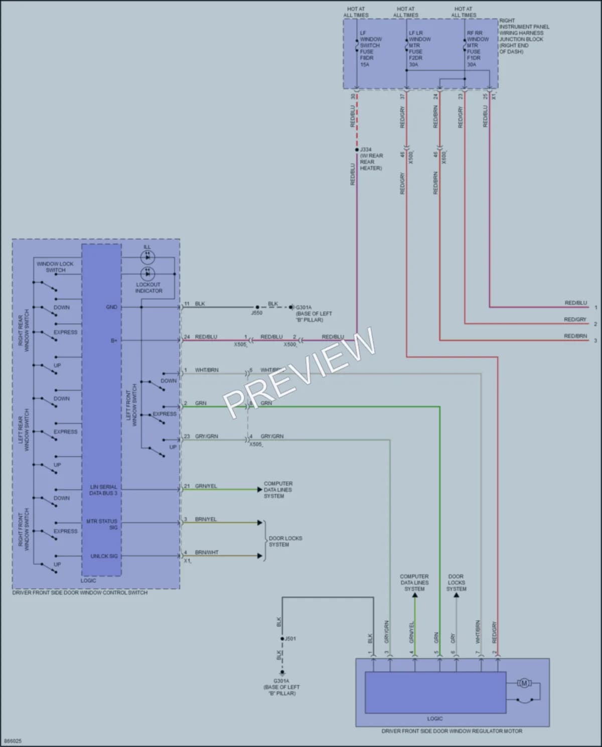 2024 Chevrolet 3500HDSilverado Power Windows wiring diagram preview