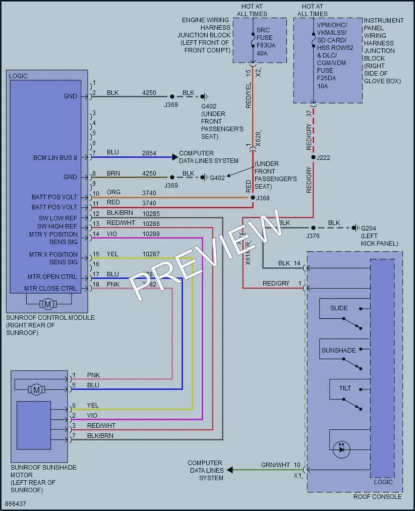 2024 Chevrolet BlazerEV Power Top Sunroof wiring diagram preview