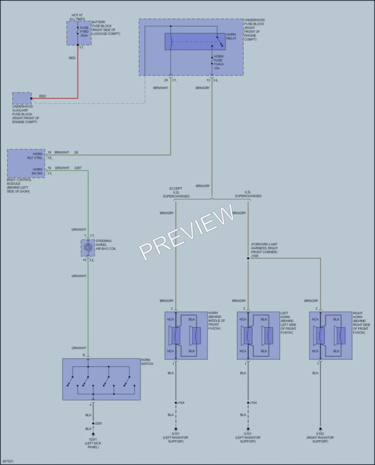 2024 Chevrolet Camaro Horn wiring diagram preview