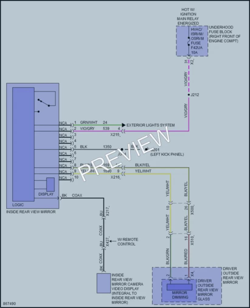 2024 Chevrolet Camaro Power Mirrors wiring diagram preview