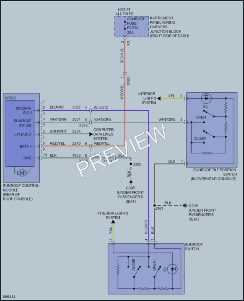 2024 Chevrolet Colorado Power Top Sunroof wiring diagram preview