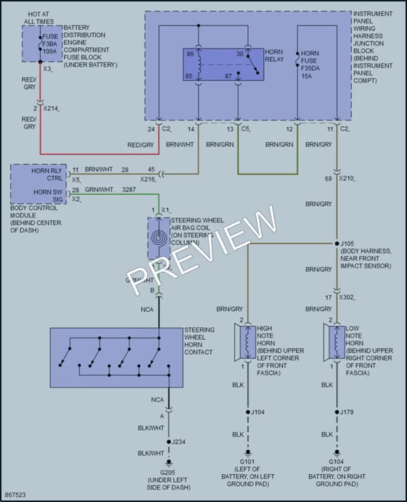 2024 Chevrolet CorvetteERay Horn wiring diagram preview