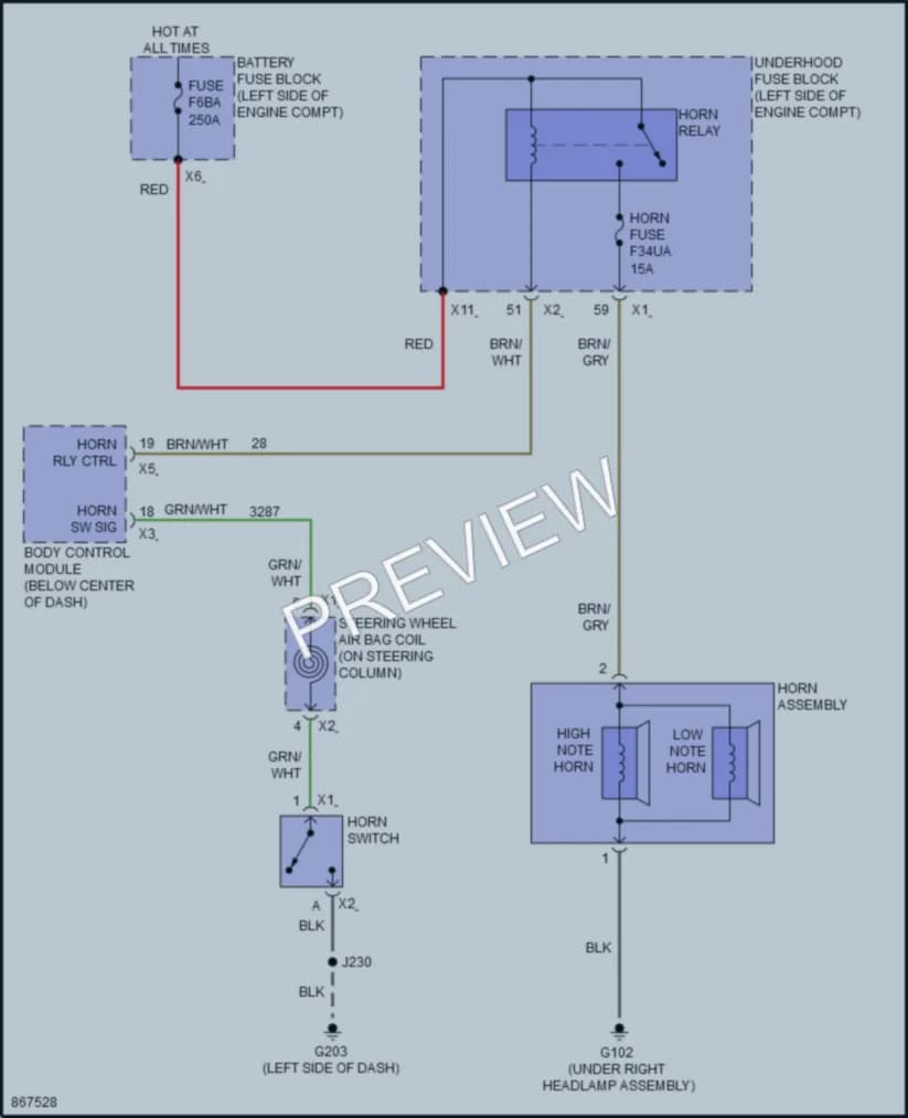 2024 Chevrolet Equinox Horn wiring diagram preview