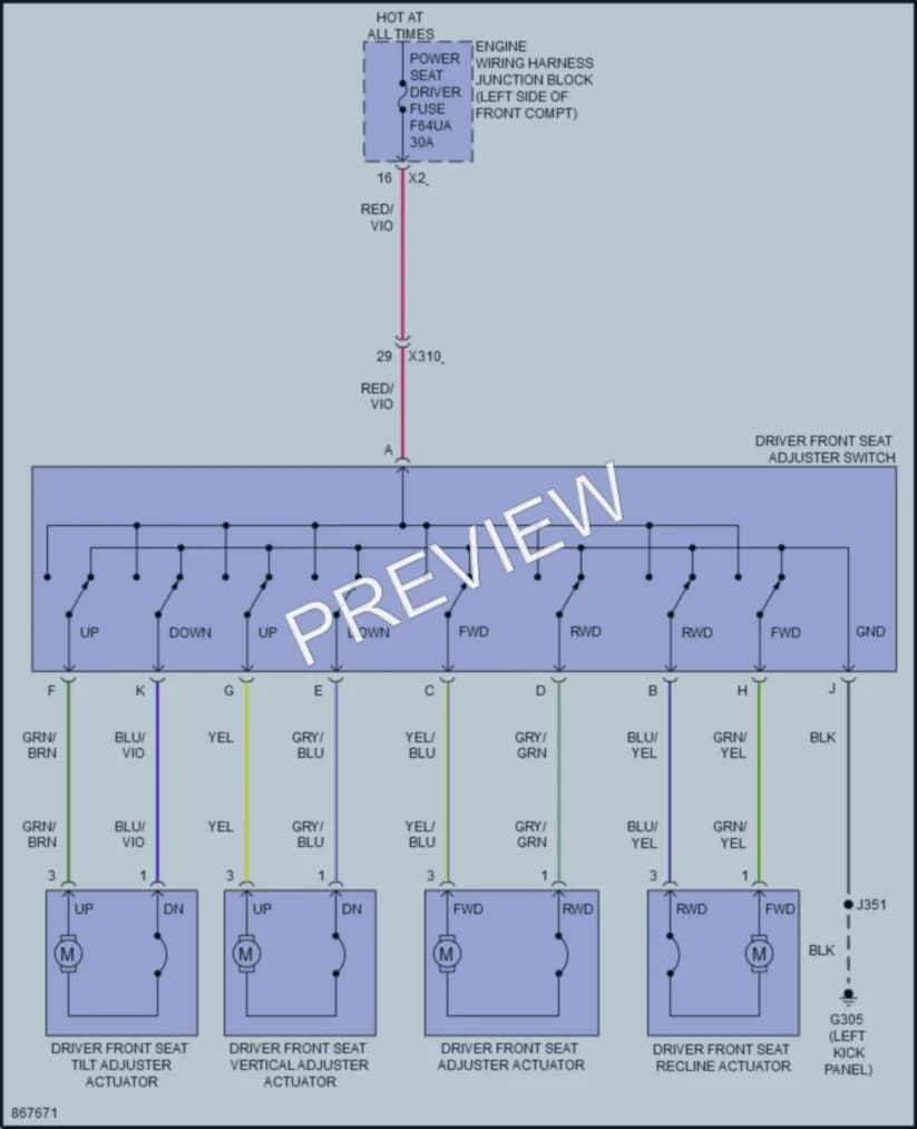 2024 Chevrolet EquinoxEV Power Seats wiring diagram preview