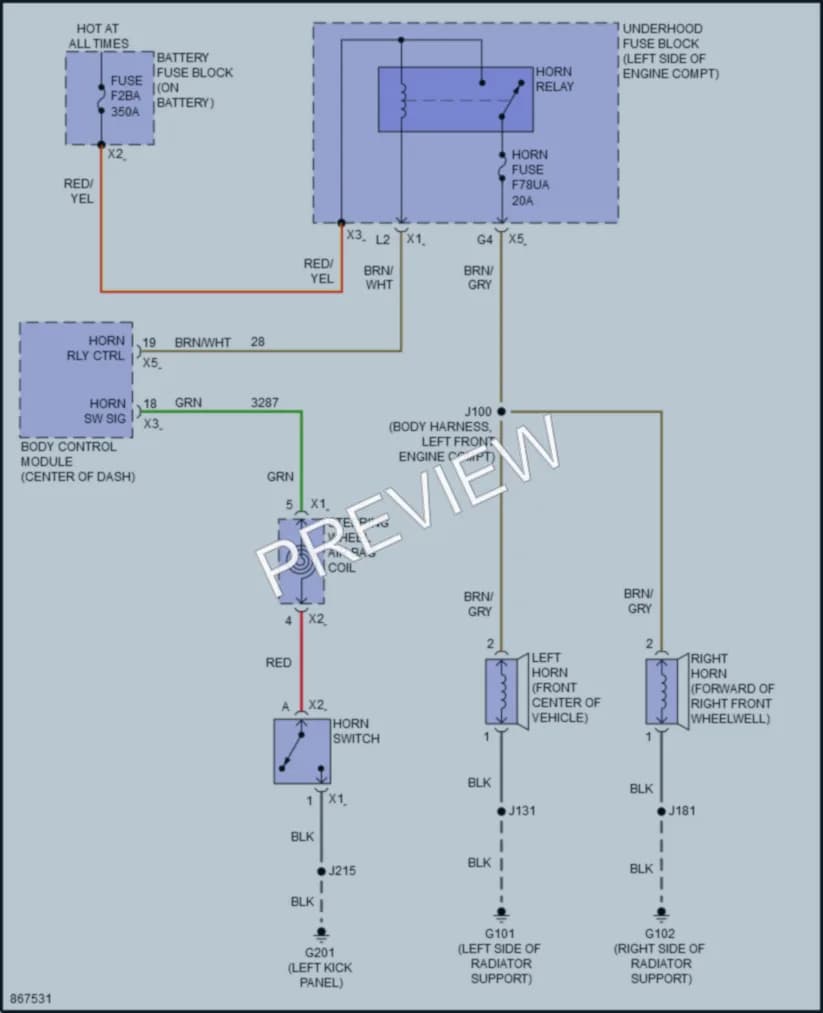 2024 Chevrolet Malibu Horn wiring diagram preview