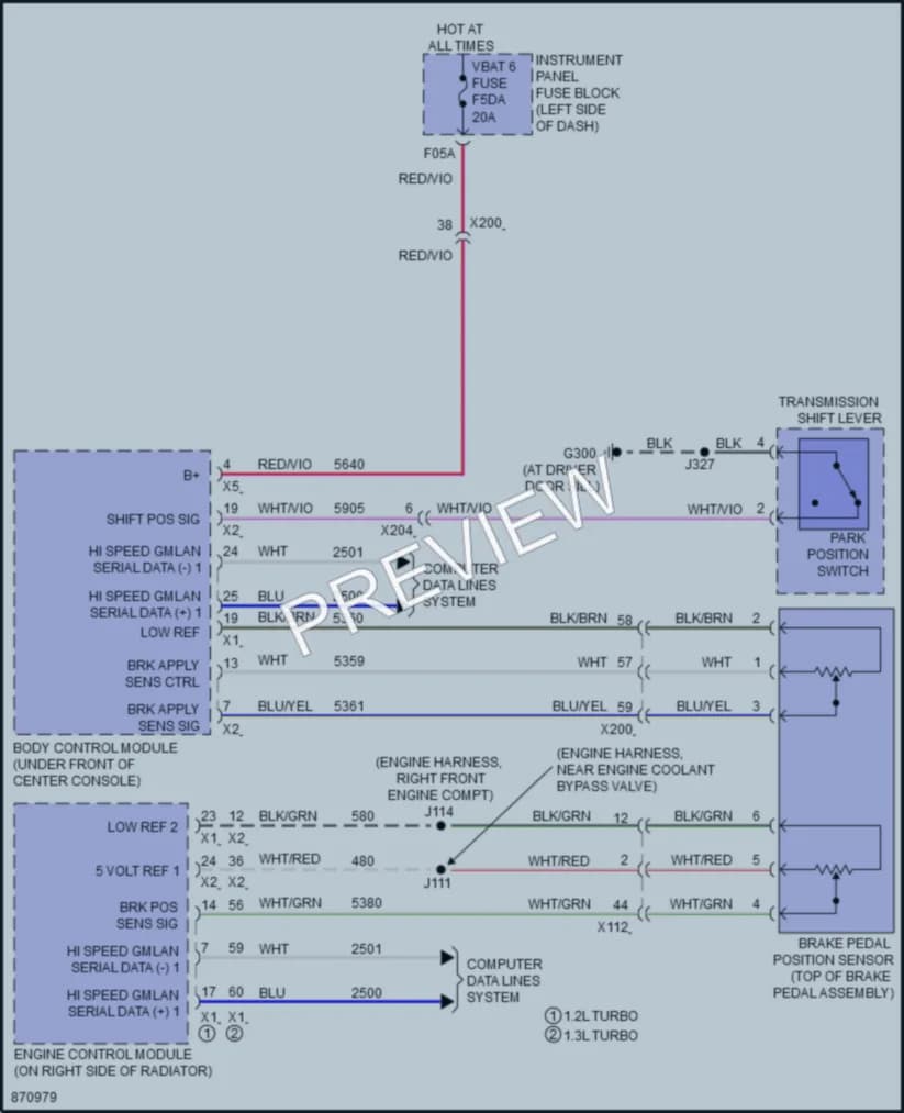 2024 Chevrolet TrailBlazer Shift Interlock wiring diagram preview