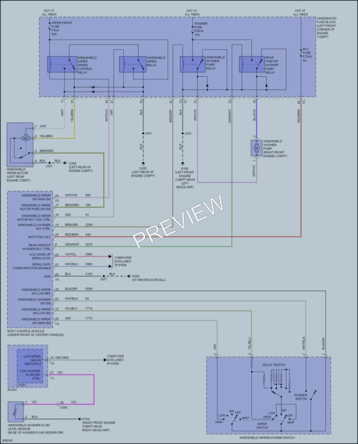 2024 Chevrolet TrailBlazer Wiper Washer wiring diagram preview